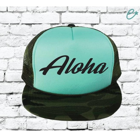 Aloha Trucker Hat Hawaii Mesh Back Hat Snapback - Picture 1 of 7